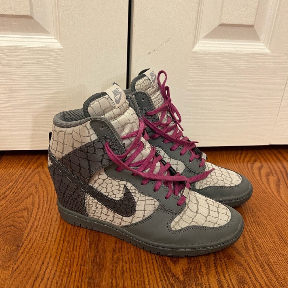 Nike Dunk Sky Hi High Wedge Heel Snake Print NIKEiD Womens Shoe Size 9